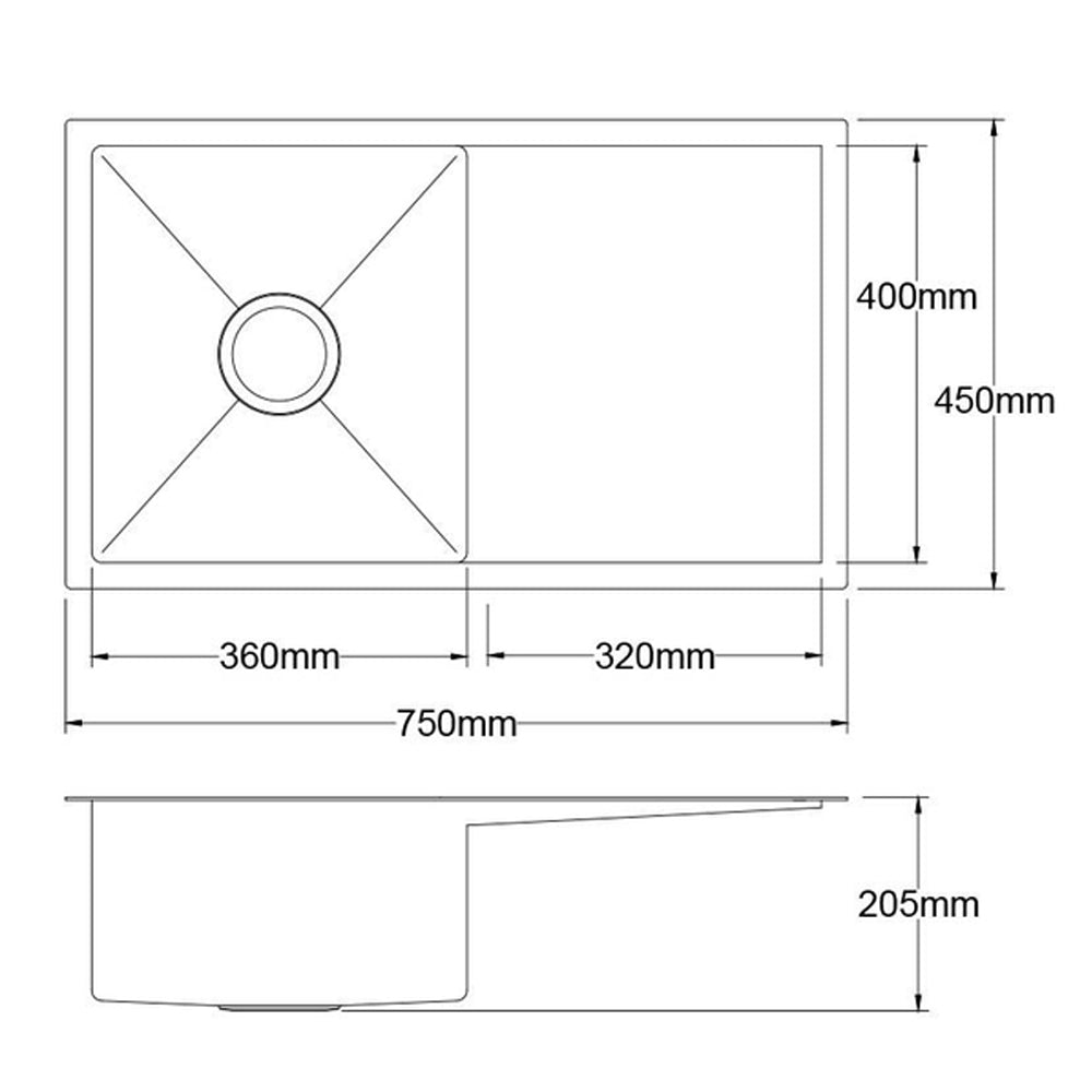 Kitchen Sink 75X45CM Stainless Steel Basin Single Bowl Black - Furniture > Dining > Kitchen Sinks - Rivercity House & Home Co. (ABN 18 642 972 209) - Affordable Modern Furniture Australia