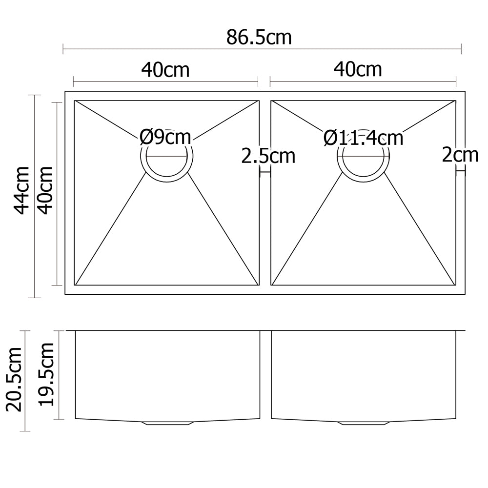 Kitchen Sink 86X44CM Stainless Steel Basin Double Bowl Silver - Furniture > Dining > Kitchen Sinks - Rivercity House & Home Co. (ABN 18 642 972 209) - Affordable Modern Furniture Australia