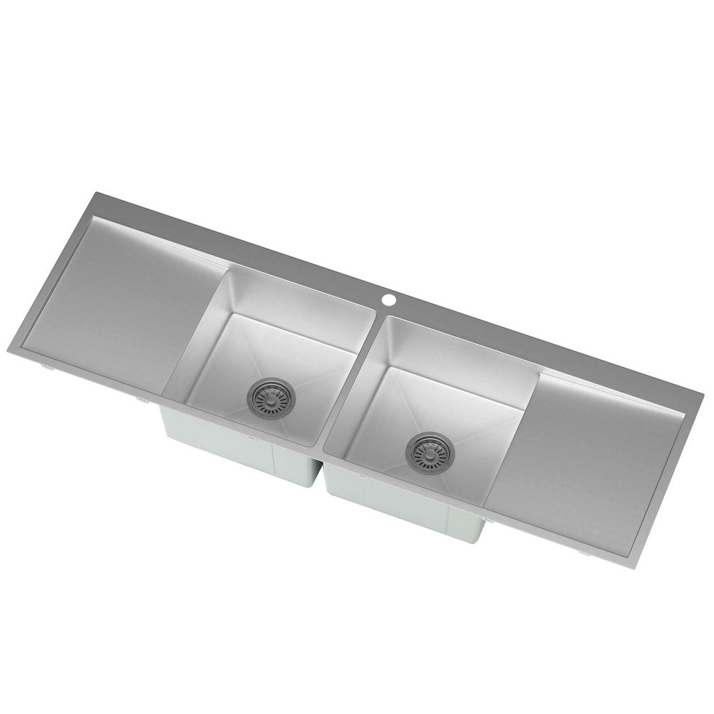 Kitchen Sink Basin Stainless Steel Under/Top/Flush Mount Bowl 155X50CM - Home & Garden > Kitchenware - Rivercity House & Home Co. (ABN 18 642 972 209) - Affordable Modern Furniture Australia