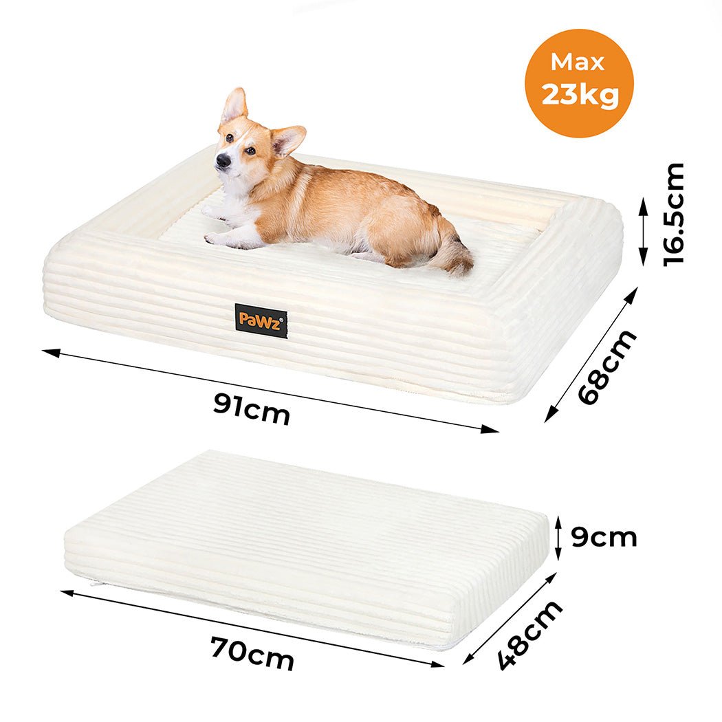 L Orthopedic Dog Bed with Waterproof Removable Corduroy Cover - Beige - Rivercity House & Home Co. (ABN 18 642 972 209) - Affordable Modern Furniture Australia