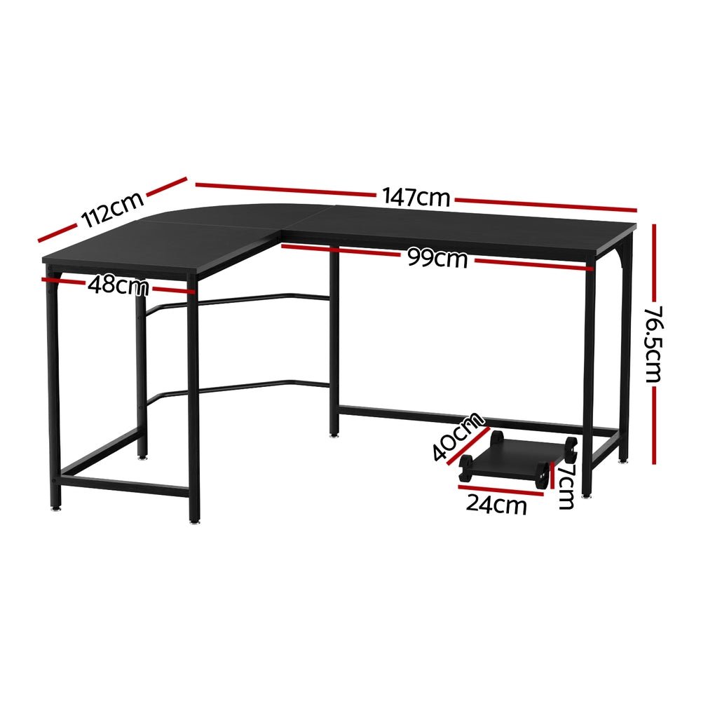 L - Shaped Corner Desk - Black - Rivercity House & Home Co. (ABN 18 642 972 209) - Affordable Modern Furniture Australia
