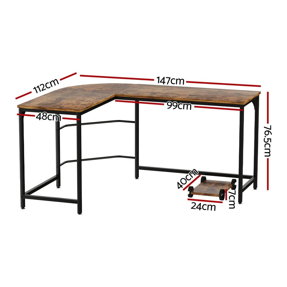 L - Shaped Corner Desk - Brown - Rivercity House & Home Co. (ABN 18 642 972 209) - Affordable Modern Furniture Australia