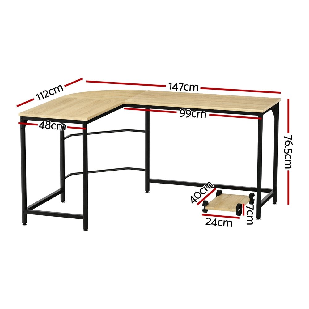 L - Shaped Corner Desk - Oak - Rivercity House & Home Co. (ABN 18 642 972 209) - Affordable Modern Furniture Australia