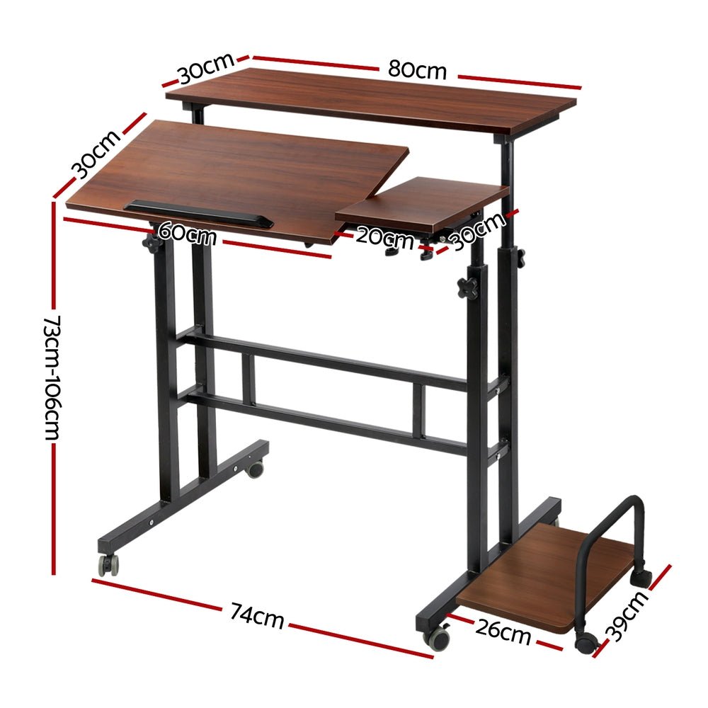 Laptop Desk Table Adjustable Dark Wood 80CM - Furniture > Office > Desks - Rivercity House & Home Co. (ABN 18 642 972 209) - Affordable Modern Furniture Australia