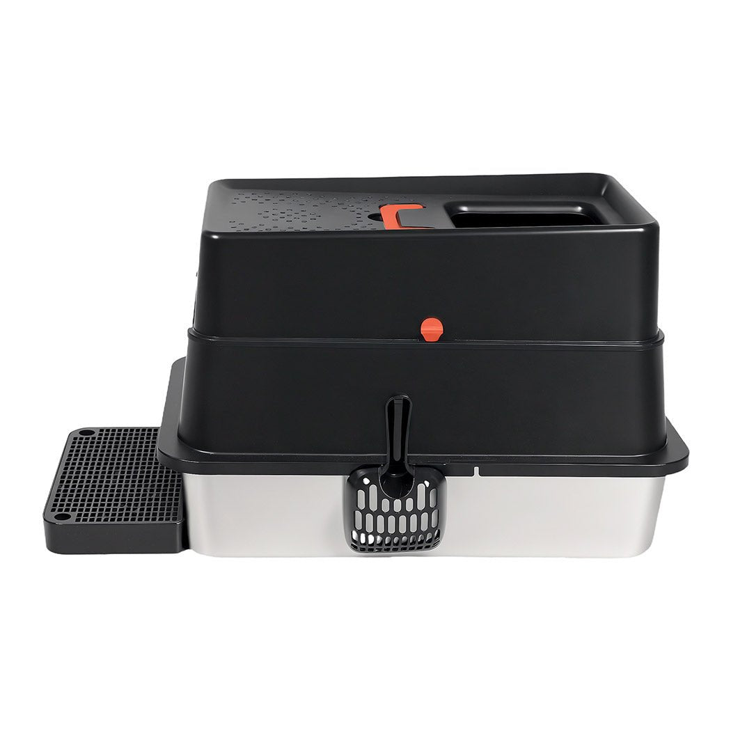 Large Enclosed Stainless Steel Cat Litter Box - Black - Rivercity House & Home Co. (ABN 18 642 972 209) - Affordable Modern Furniture Australia