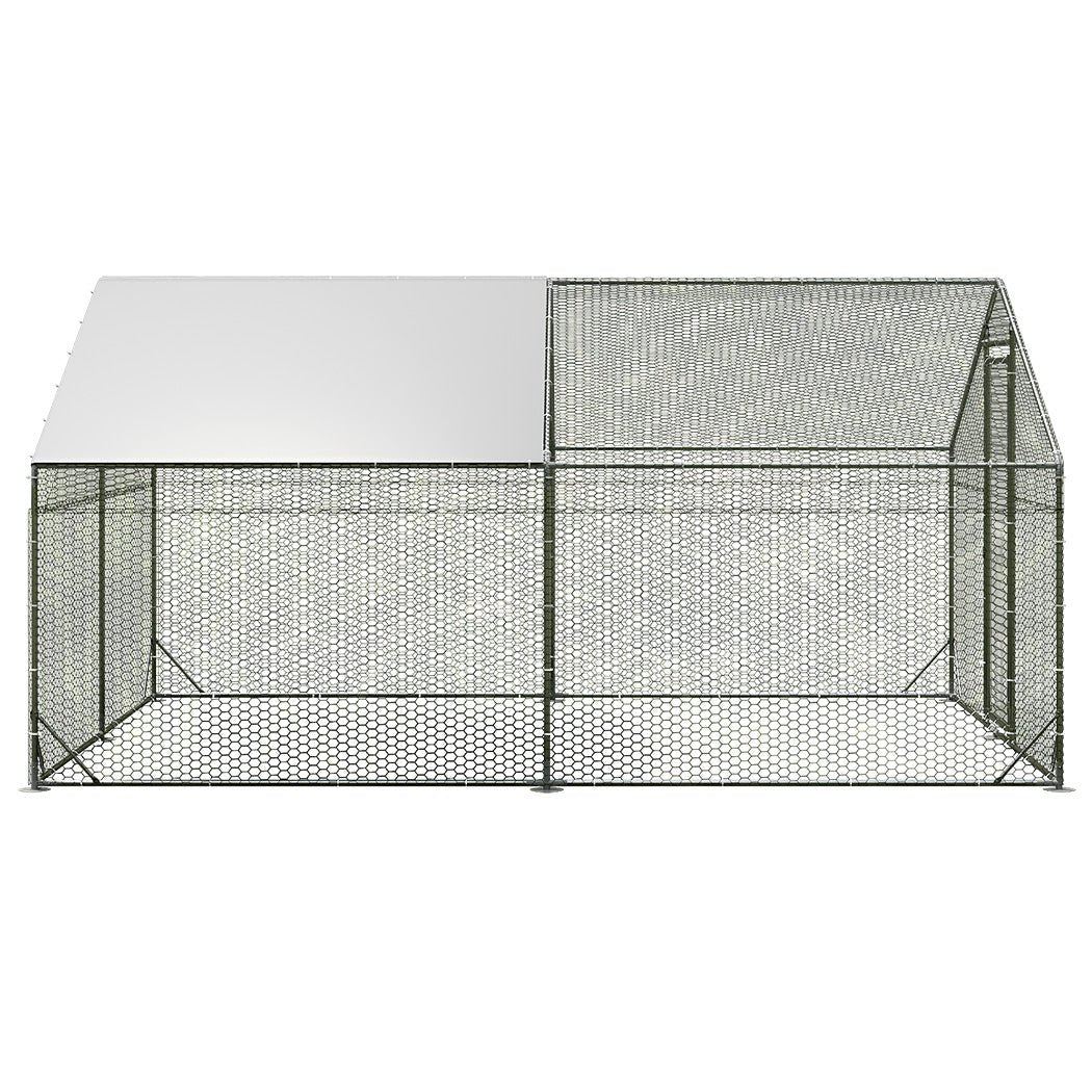Large Metal Walk - in Chicken Coop Cage 400x300x194cm - Silver - Rivercity House & Home Co. (ABN 18 642 972 209) - Affordable Modern Furniture Australia