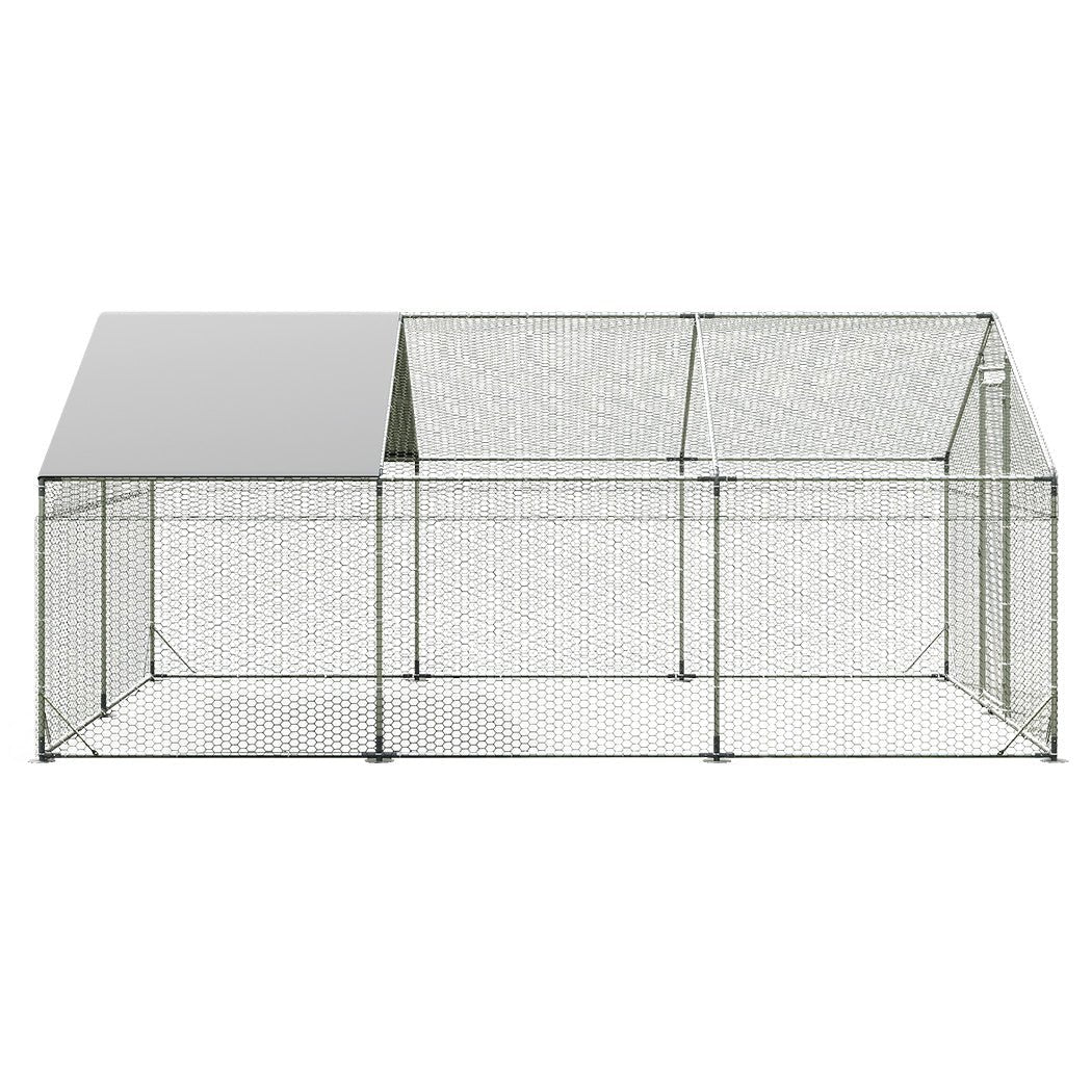 Large Metal Walk - in Chicken Coop Cage 600x300x194cm - Silver - Rivercity House & Home Co. (ABN 18 642 972 209) - Affordable Modern Furniture Australia