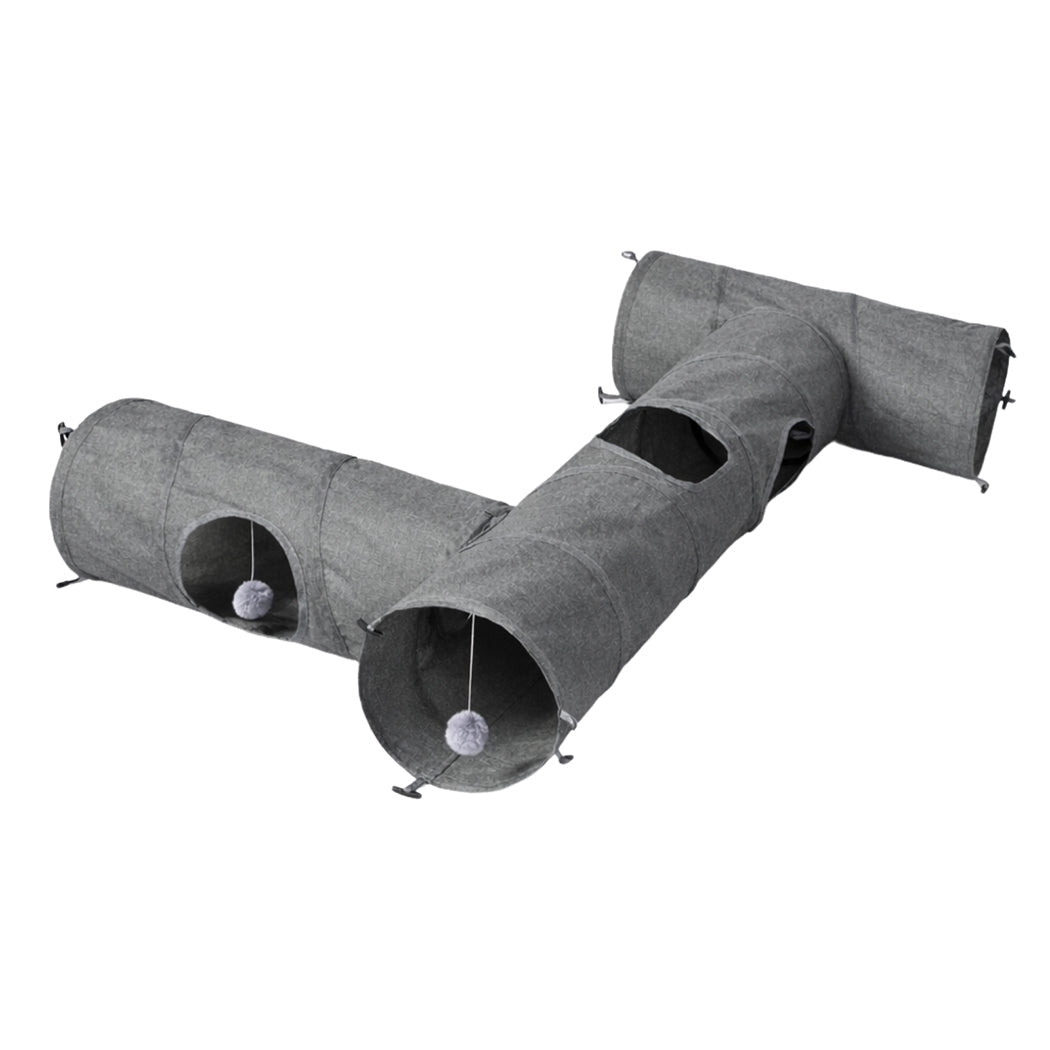 Large Modular Foldable Cat Tunnels 3 - Pcs Linen Tube Toys - Grey - Rivercity House & Home Co. (ABN 18 642 972 209) - Affordable Modern Furniture Australia