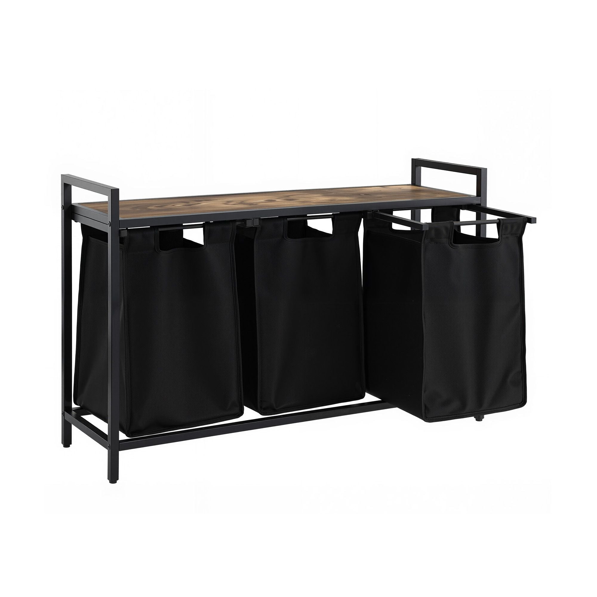 Laundry Basket with 3 Pull - out Bags Metal Frame Black - Home & Garden > Laundry & Cleaning > Laundry Baskets - Rivercity House & Home Co. (ABN 18 642 972 209) - Affordable Modern Furniture Australia
