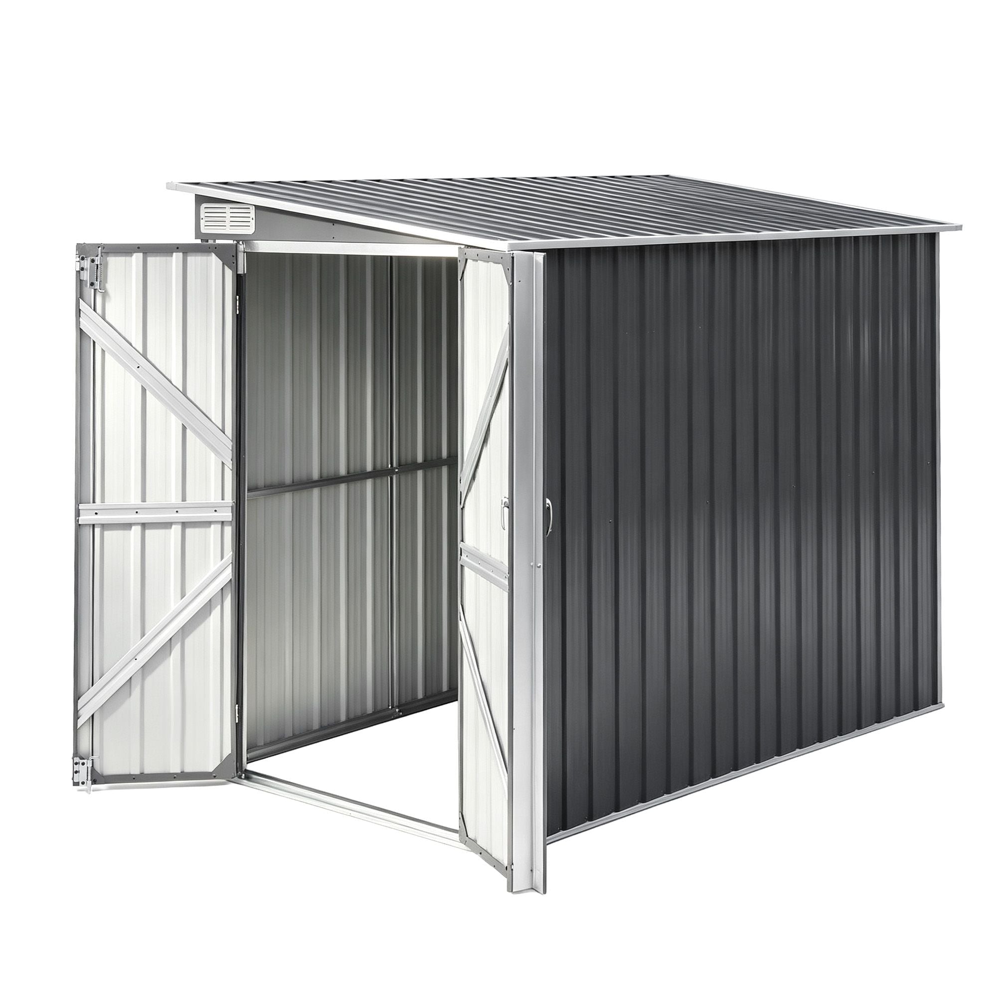 Lean To Garden Shed 118x238cm Outdoor Storage Bike Shelter - Grey - Home & Garden > Storage > Sheds - Rivercity House & Home Co. (ABN 18 642 972 209) - Affordable Modern Furniture Australia