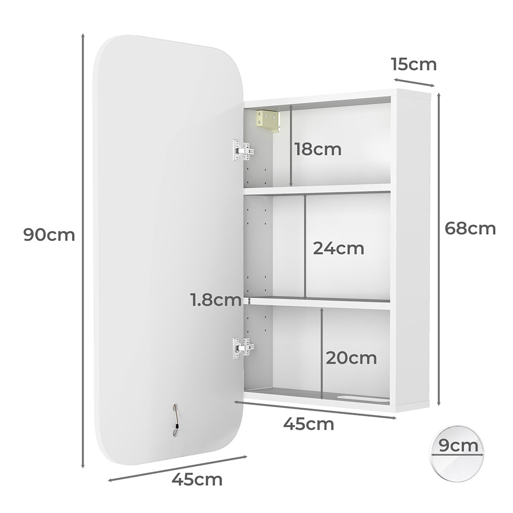 LED Bathroom Mirror Cabinet with 5X Magnifying Mirror and Tri - Color Lighting - White - Rivercity House & Home Co. (ABN 18 642 972 209) - Affordable Modern Furniture Australia