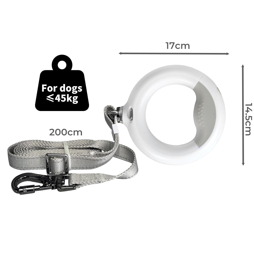 LED Dog Leash with Poop Bag Dispenser and USB Rechargeable Light - White - Rivercity House & Home Co. (ABN 18 642 972 209) - Affordable Modern Furniture Australia