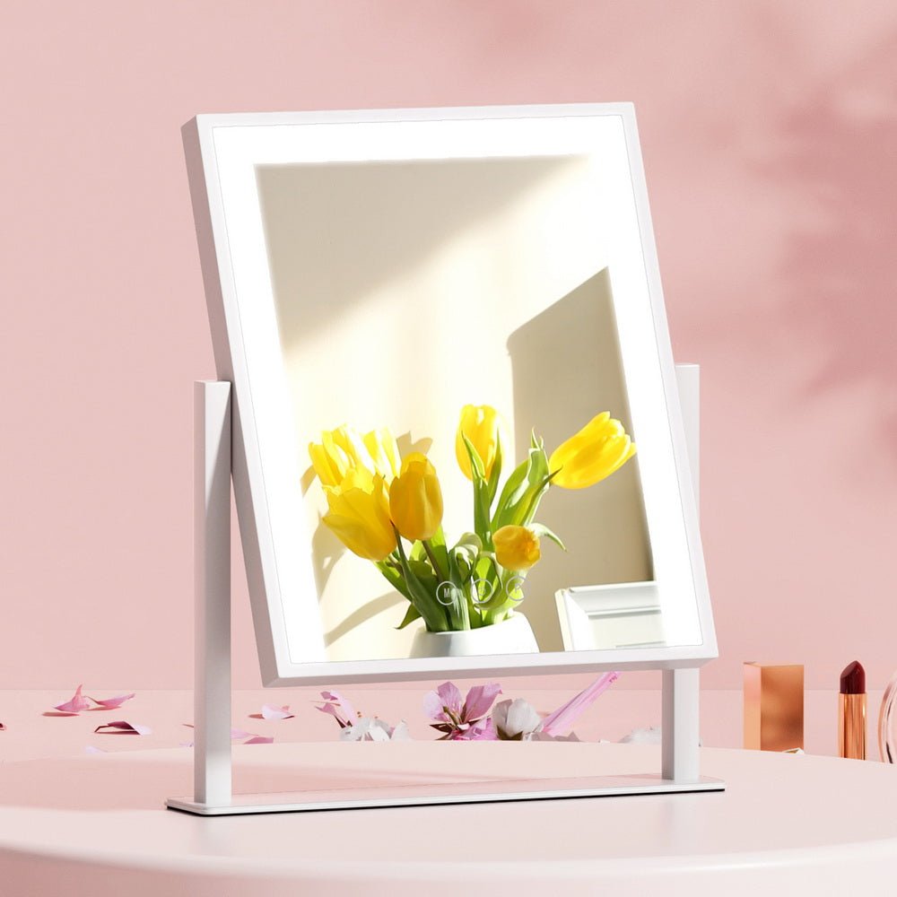 LED Makeup Mirror Hollywood Standing Mirror White - Rivercity House & Home Co. (ABN 18 642 972 209) - Affordable Modern Furniture Australia