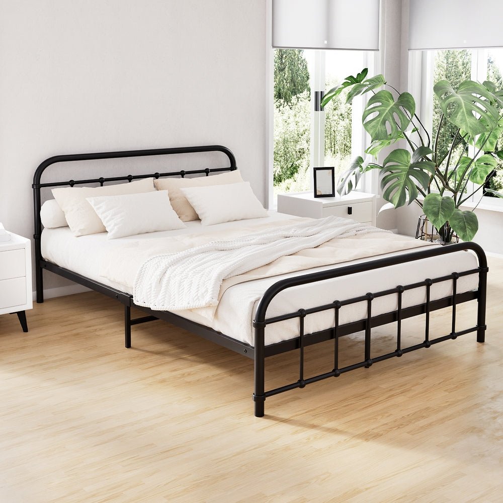 Leo Metal Double Bed Frame Black - Rivercity House & Home Co. (ABN 18 642 972 209) - Affordable Modern Furniture Australia