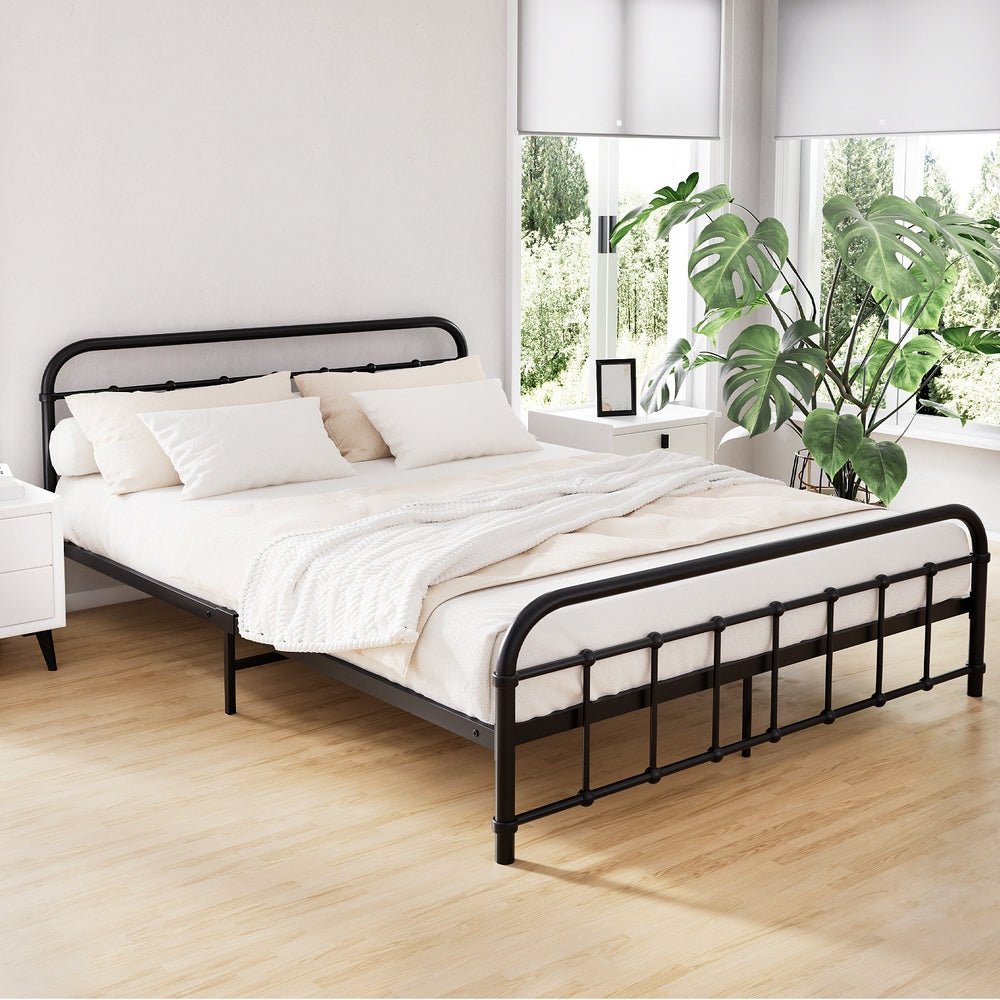 Leo Metal Queen Bed Frame Black - Rivercity House & Home Co. (ABN 18 642 972 209) - Affordable Modern Furniture Australia