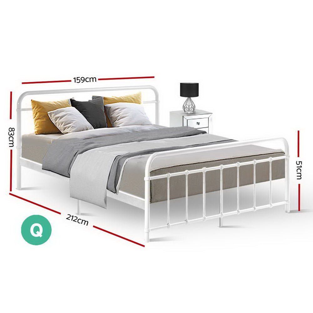 Leo Metal Queen Bed Frame White - Rivercity House & Home Co. (ABN 18 642 972 209) - Affordable Modern Furniture Australia