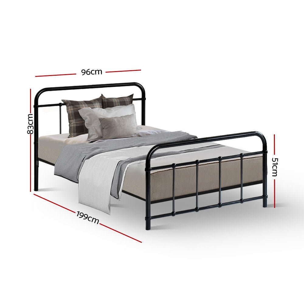 Leo Metal Single Bed Frame Black - Rivercity House & Home Co. (ABN 18 642 972 209) - Affordable Modern Furniture Australia