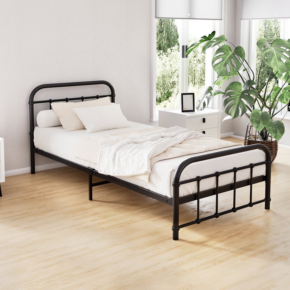 Leo Metal Single Bed Frame Black - Rivercity House & Home Co. (ABN 18 642 972 209) - Affordable Modern Furniture Australia