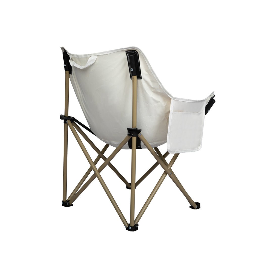 Lightweight Folding Camping Moon Chair with Carry Bag - Beige - Rivercity House & Home Co. (ABN 18 642 972 209) - Affordable Modern Furniture Australia