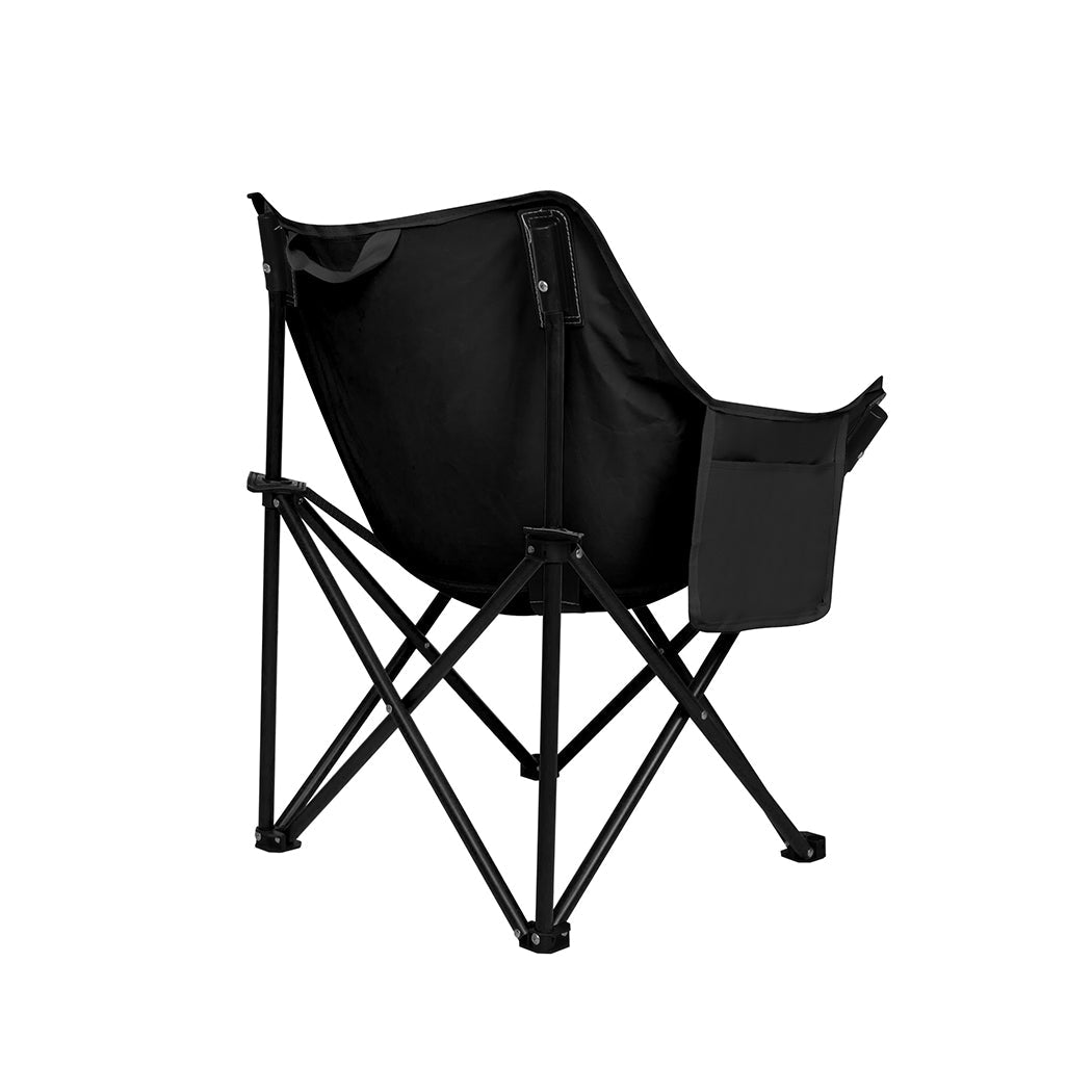Lightweight Folding Camping Moon Chair with Carry Bag - Black - Rivercity House & Home Co. (ABN 18 642 972 209) - Affordable Modern Furniture Australia