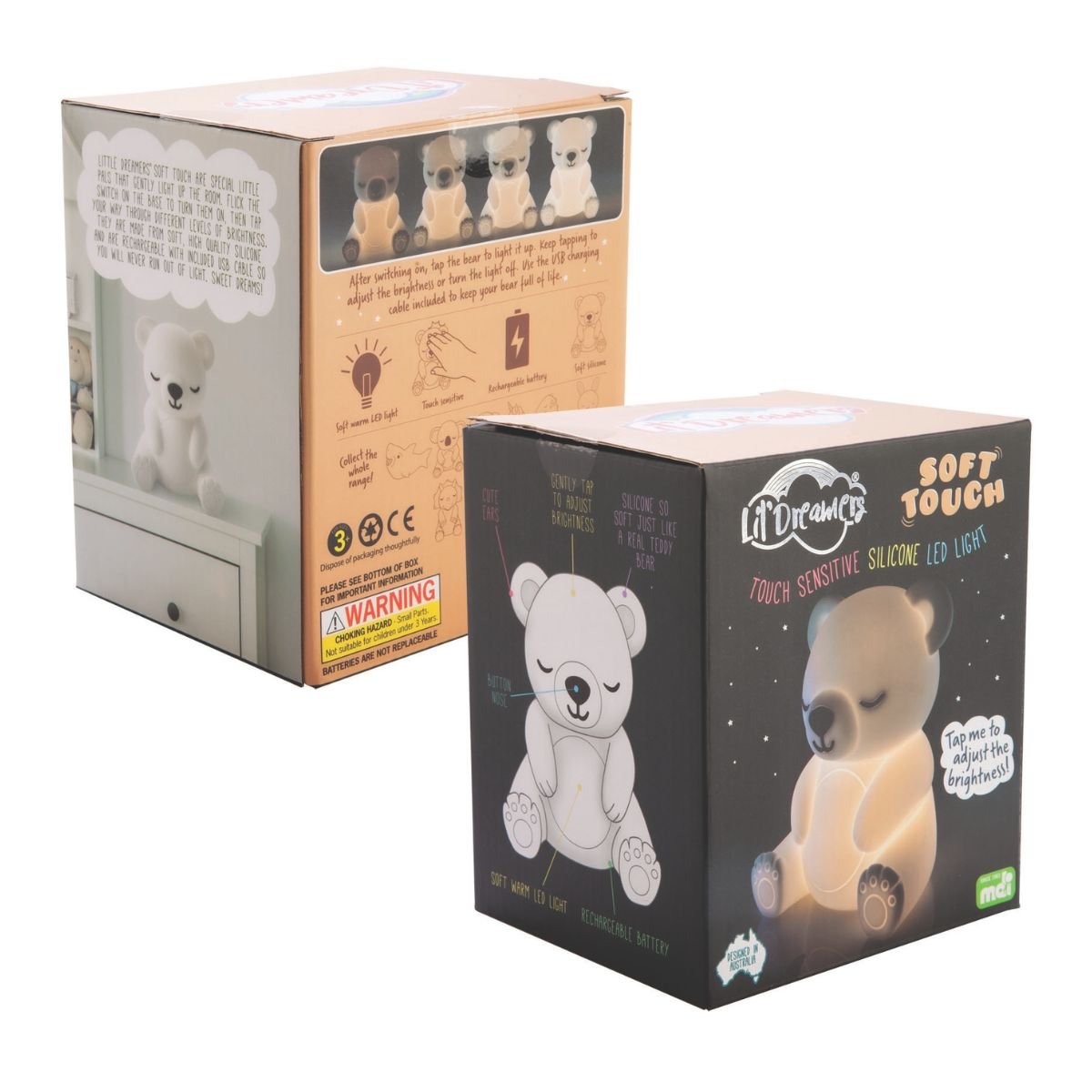 Lil' Dreamers Bear Soft Touch LED Light - White - Rivercity House & Home Co. (ABN 18 642 972 209) - Affordable Modern Furniture Australia