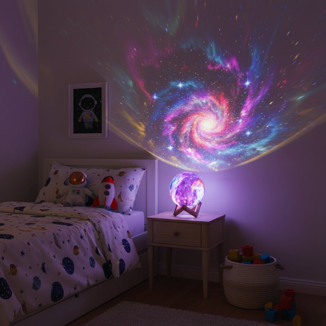 Lil' Dreamers Touch Lamp Galaxy Moon with 16 - Color Ambient Lighting - Multi - Color - Rivercity House & Home Co. (ABN 18 642 972 209) - Affordable Modern Furniture Australia