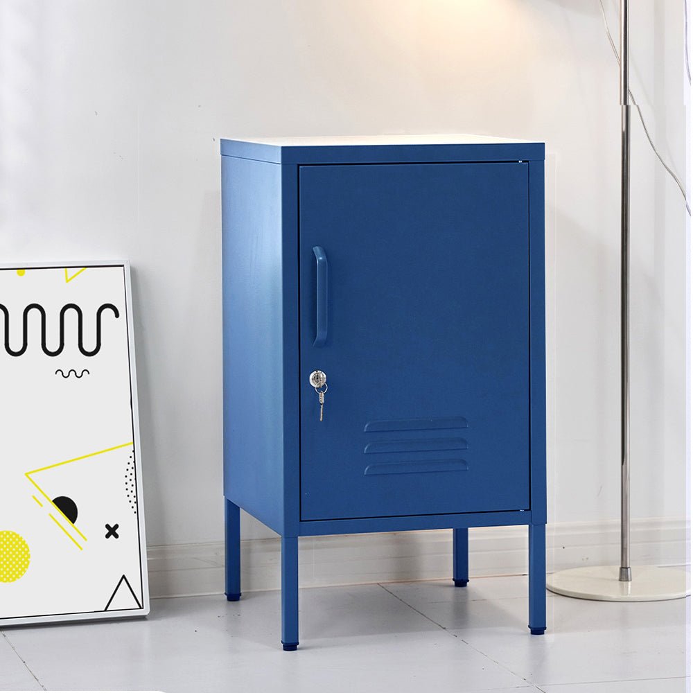Lockable Metal Bedside Table Cabinet - Blue - Furniture > Bedroom - Rivercity House & Home Co. (ABN 18 642 972 209) - Affordable Modern Furniture Australia