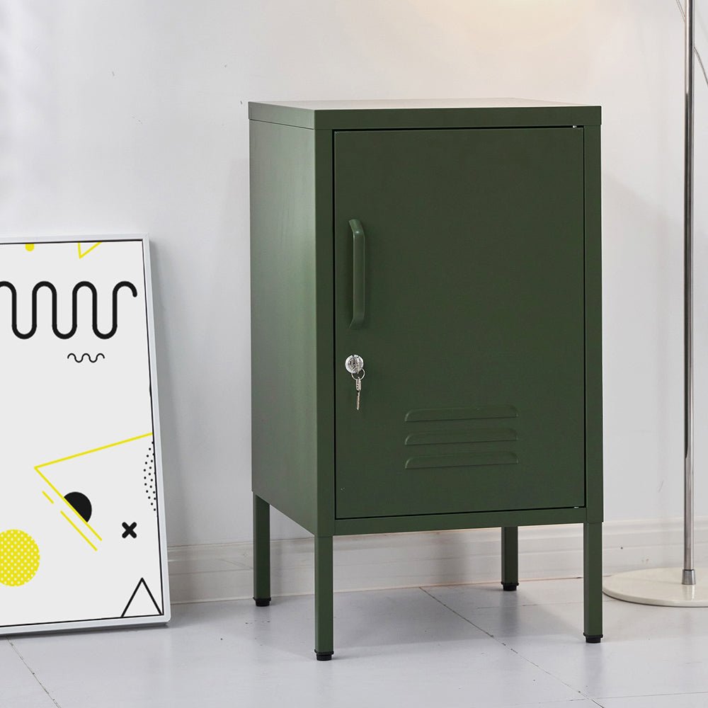 Lockable Metal Bedside Table Cabinet - Green - Furniture > Bedroom - Rivercity House & Home Co. (ABN 18 642 972 209) - Affordable Modern Furniture Australia