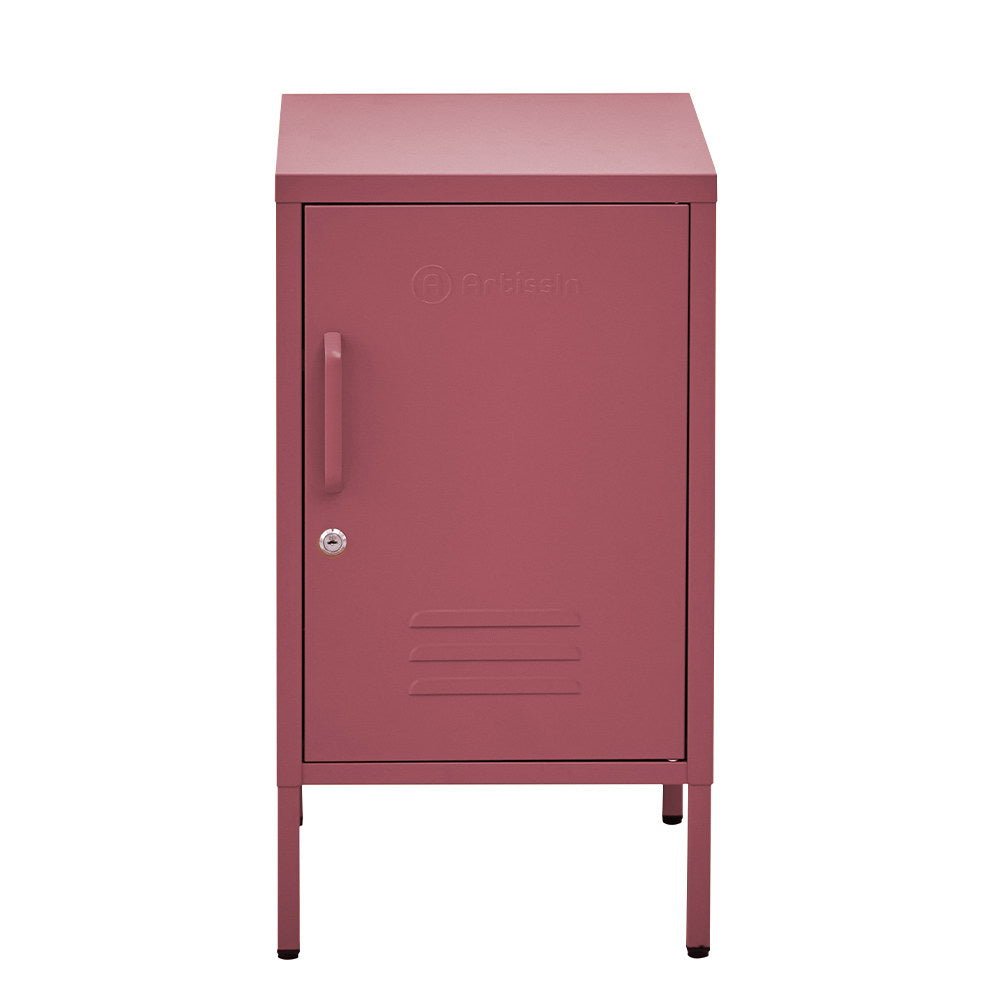 Lockable Metal Bedside Table Cabinet - Pink - Furniture > Bedroom - Rivercity House & Home Co. (ABN 18 642 972 209) - Affordable Modern Furniture Australia