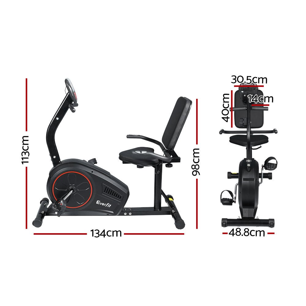 Magnetic Recumbent Exercise Bike Fitness Trainer Home Gym Equipment Black - Rivercity House & Home Co. (ABN 18 642 972 209) - Affordable Modern Furniture Australia