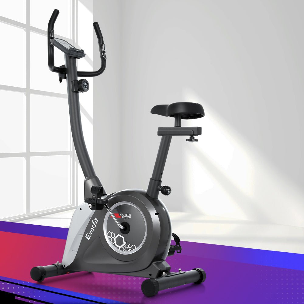 Magnetic Upright Exercise Bike with Cardio Fitness Features - Black - Sports & Fitness > Exercise, Gym & Fitness > Exercise Bikes - Rivercity House & Home Co. (ABN 18 642 972 209) - Affordable Modern Furniture Australia