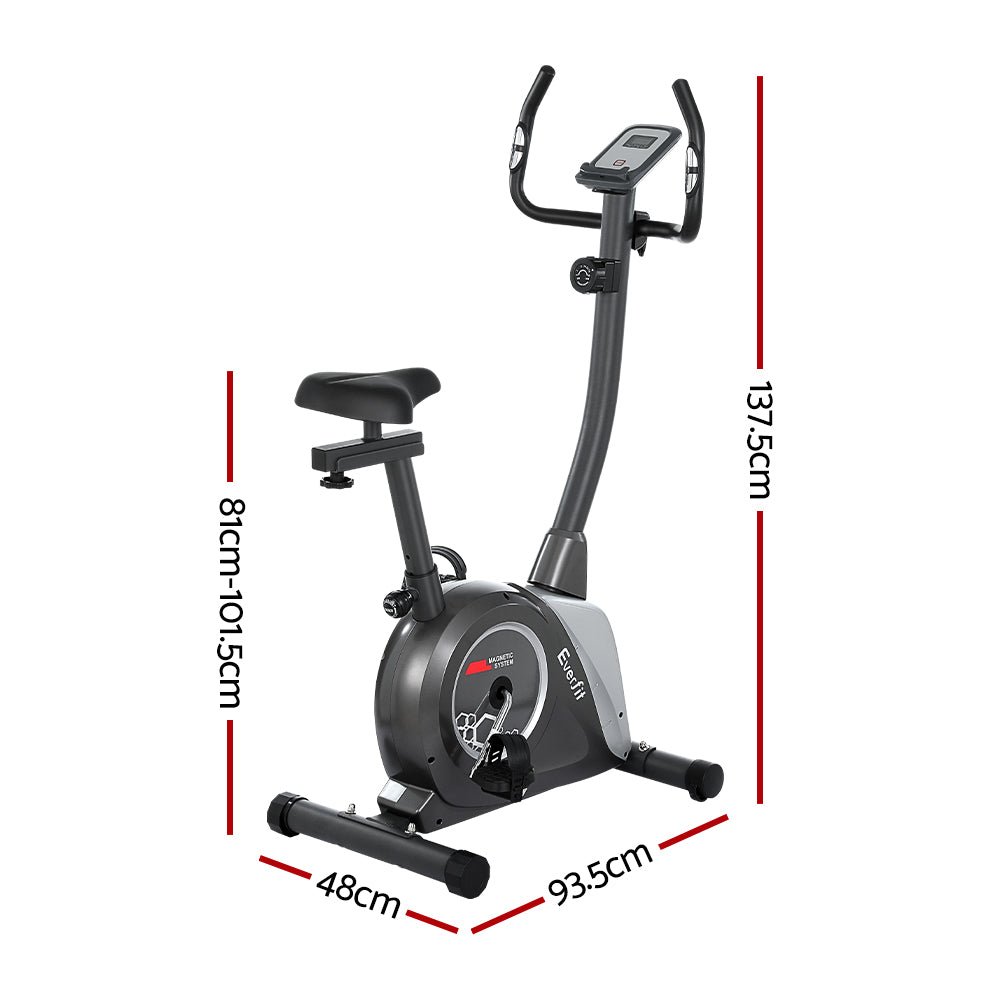 Magnetic Upright Exercise Bike with Cardio Fitness Features - Black - Sports & Fitness > Exercise, Gym & Fitness > Exercise Bikes - Rivercity House & Home Co. (ABN 18 642 972 209) - Affordable Modern Furniture Australia