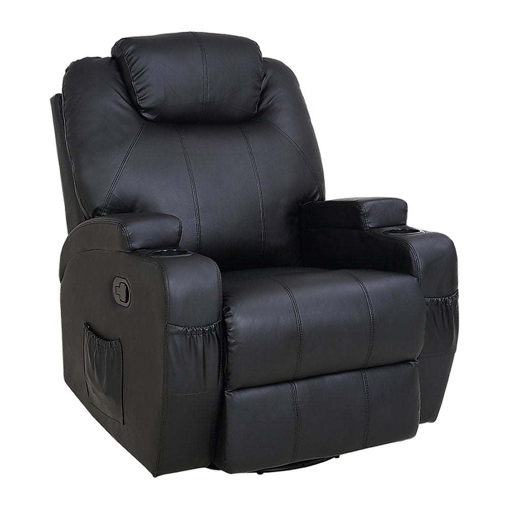 Massage Sofa Chair Recliner 360 Degree Swivel PU Leather Lounge 8 Point Heated - Rivercity House & Home Co. (ABN 18 642 972 209) - Affordable Modern Furniture Australia