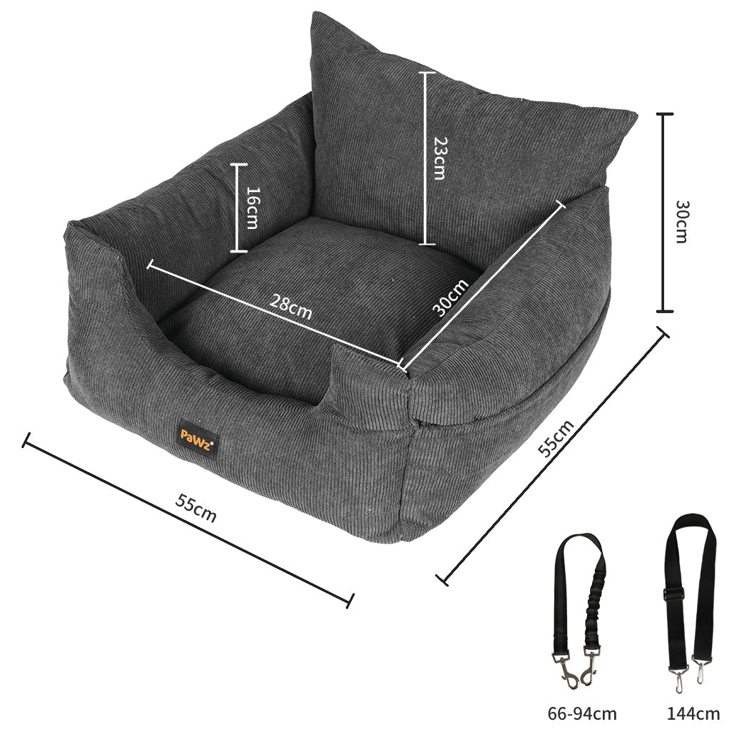 Medium Dog Car Booster Seat with Adjustable Belt and Pockets - Grey - Rivercity House & Home Co. (ABN 18 642 972 209) - Affordable Modern Furniture Australia