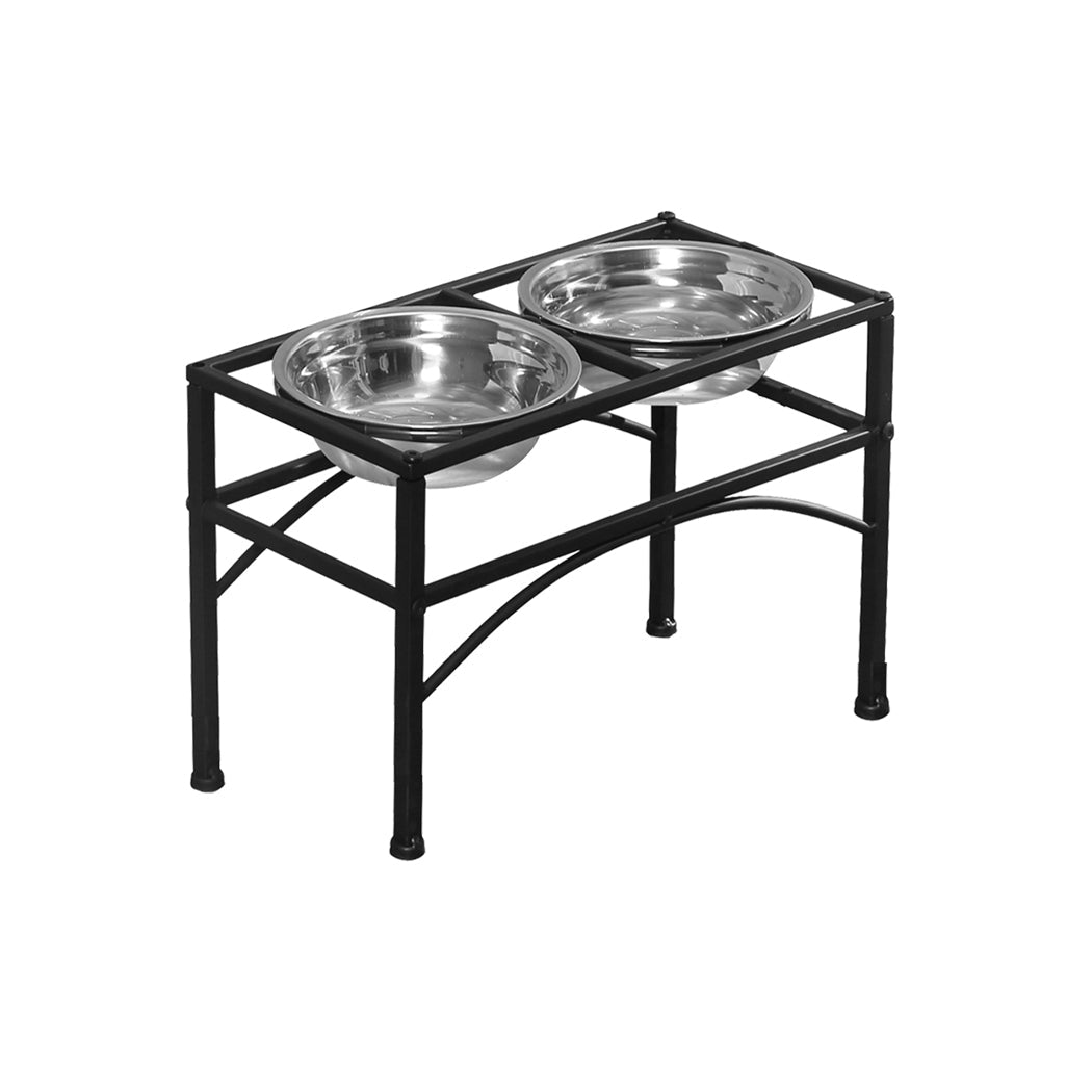 Medium Dual Elevated Raised Dog Feeder with Stainless Steel Bowls - Black - Rivercity House & Home Co. (ABN 18 642 972 209) - Affordable Modern Furniture Australia