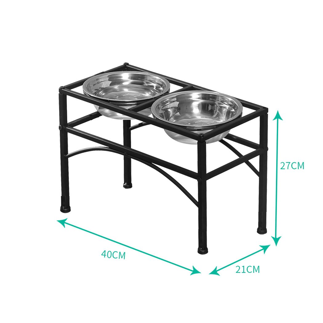 Medium Dual Elevated Raised Dog Feeder with Stainless Steel Bowls - Black - Rivercity House & Home Co. (ABN 18 642 972 209) - Affordable Modern Furniture Australia