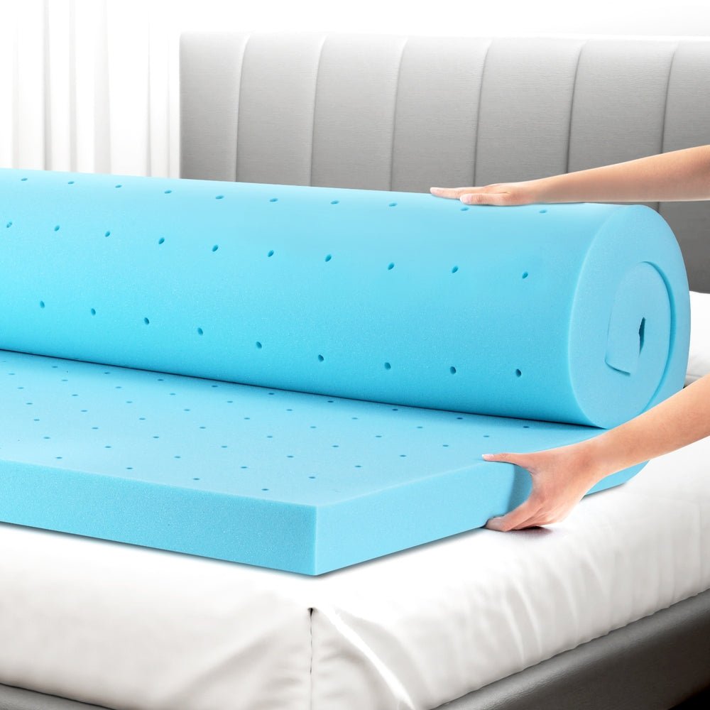 Memory Foam Mattress Topper Ventilated Cool Gel 8cm King - Furniture > Mattresses > Mattress Toppers - Rivercity House & Home Co. (ABN 18 642 972 209) - Affordable Modern Furniture Australia