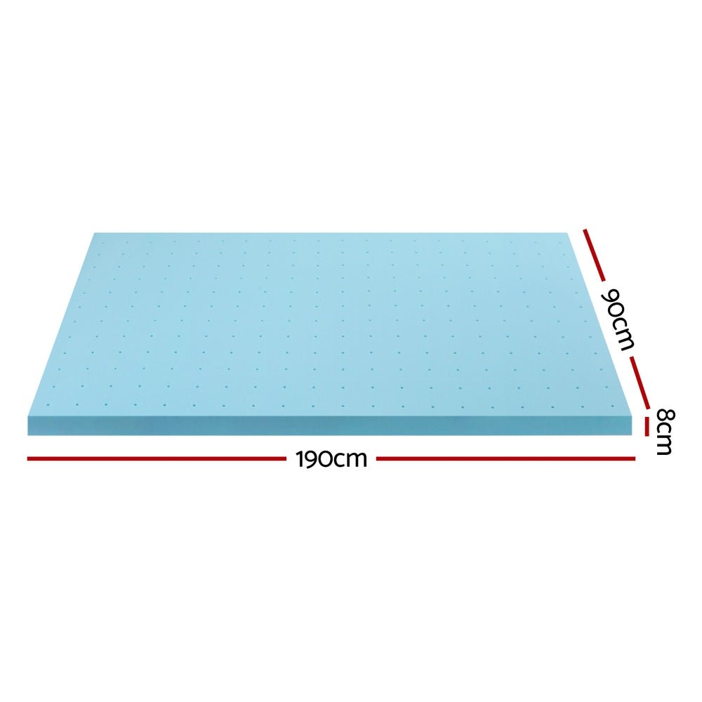 Memory Foam Mattress Topper Ventilated Cool Gel 8cm Single - Furniture > Mattresses > Mattress Toppers - Rivercity House & Home Co. (ABN 18 642 972 209) - Affordable Modern Furniture Australia