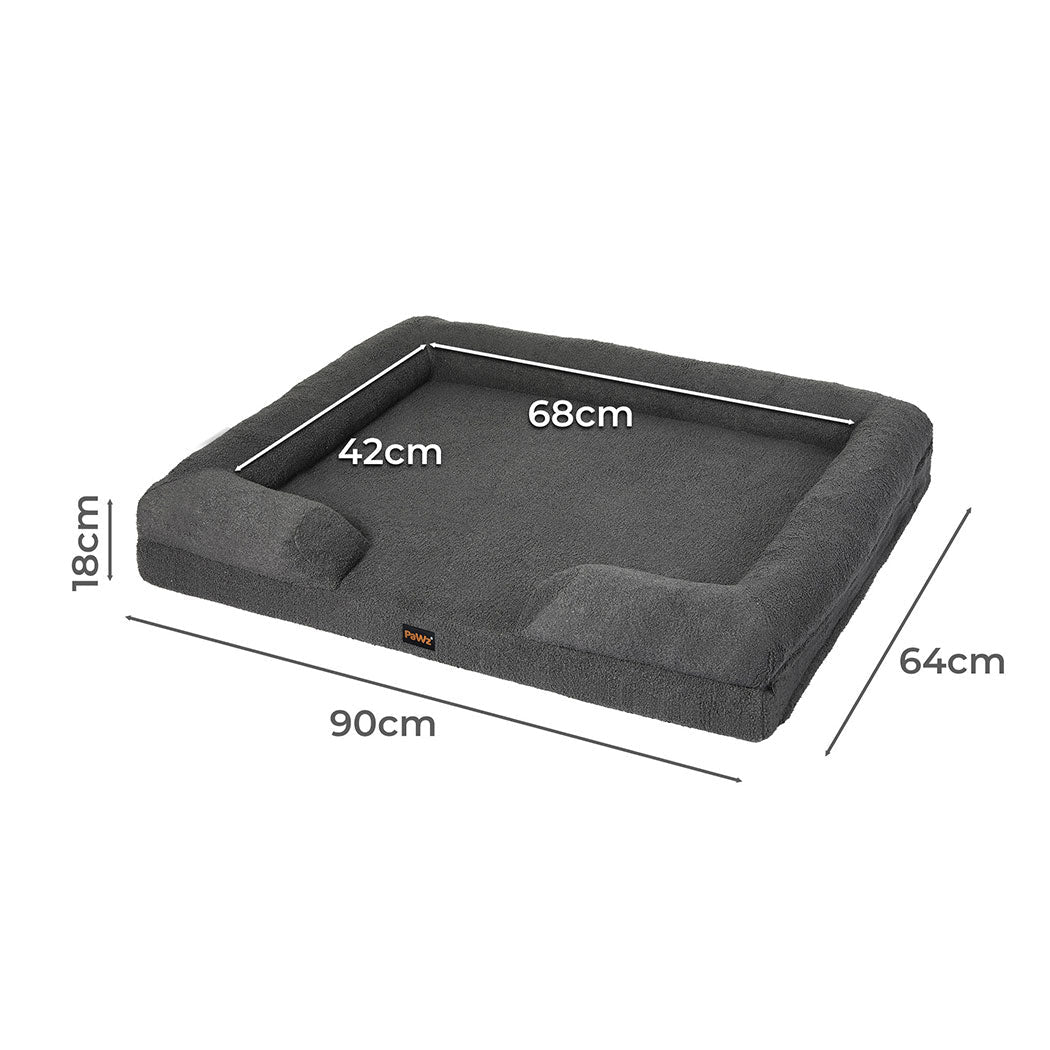 Memory Foam Orthopaedic Pet Sofa Bed with Raised Rim - Grey - Rivercity House & Home Co. (ABN 18 642 972 209) - Affordable Modern Furniture Australia