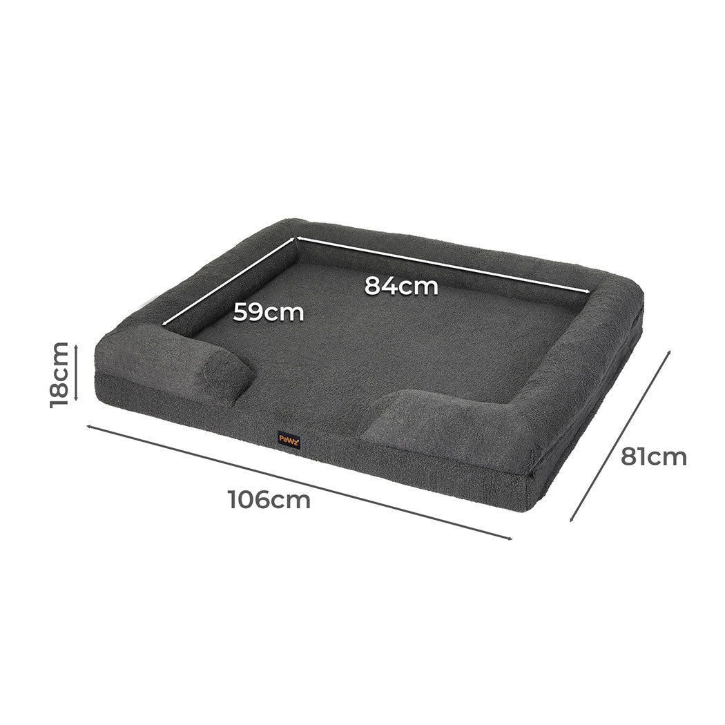 Memory Foam Orthopaedic Pet Sofa Bed with Raised Rim - Grey - Rivercity House & Home Co. (ABN 18 642 972 209) - Affordable Modern Furniture Australia