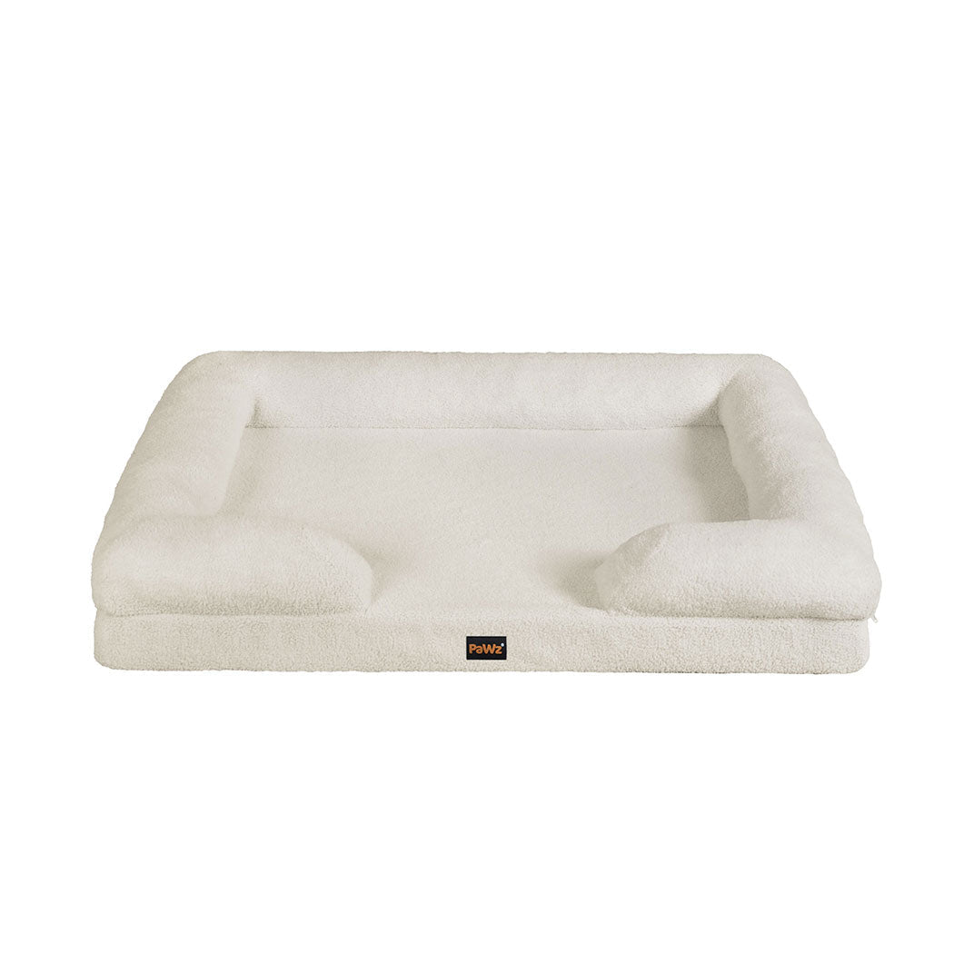 Memory Foam Orthopaedic Pet Sofa Bed with Raised Rim - White - Rivercity House & Home Co. (ABN 18 642 972 209) - Affordable Modern Furniture Australia