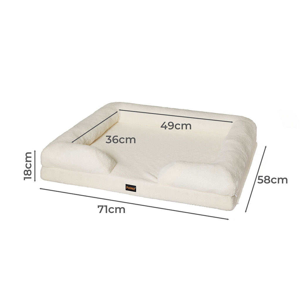 Memory Foam Orthopaedic Pet Sofa Bed with Raised Rim - White - Rivercity House & Home Co. (ABN 18 642 972 209) - Affordable Modern Furniture Australia