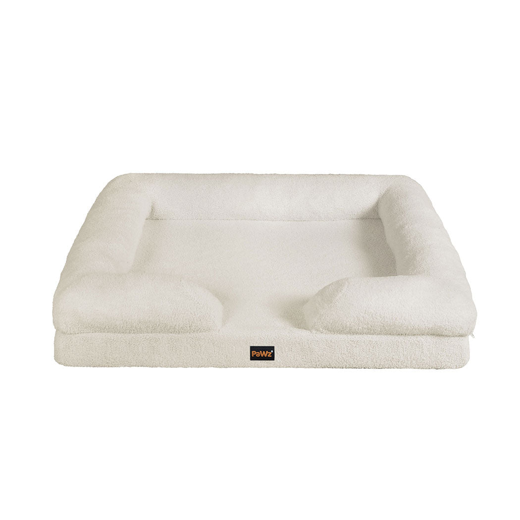 Memory Foam Orthopaedic Pet Sofa Bed with Raised Rim - White - Rivercity House & Home Co. (ABN 18 642 972 209) - Affordable Modern Furniture Australia