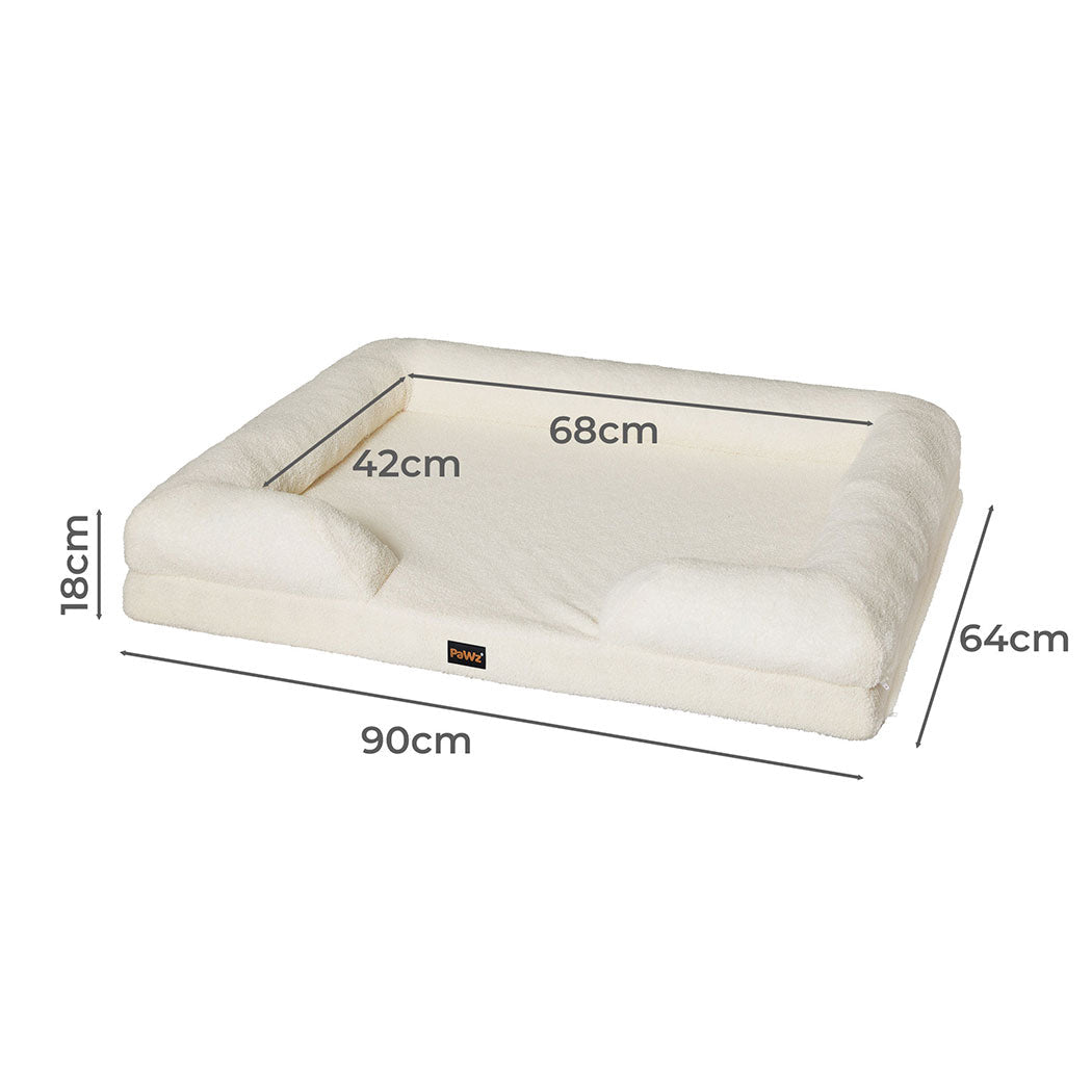 Memory Foam Orthopaedic Pet Sofa Bed with Raised Rim - White - Rivercity House & Home Co. (ABN 18 642 972 209) - Affordable Modern Furniture Australia