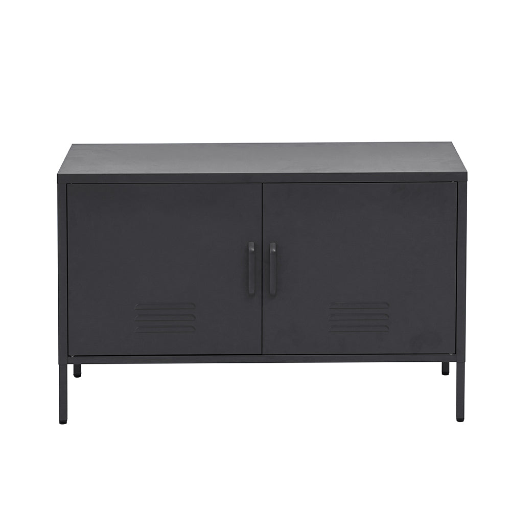 Metal Locker Style Buffet Sideboard Storage Cabinet - Charcoal - Furniture > Living Room - Rivercity House & Home Co. (ABN 18 642 972 209) - Affordable Modern Furniture Australia