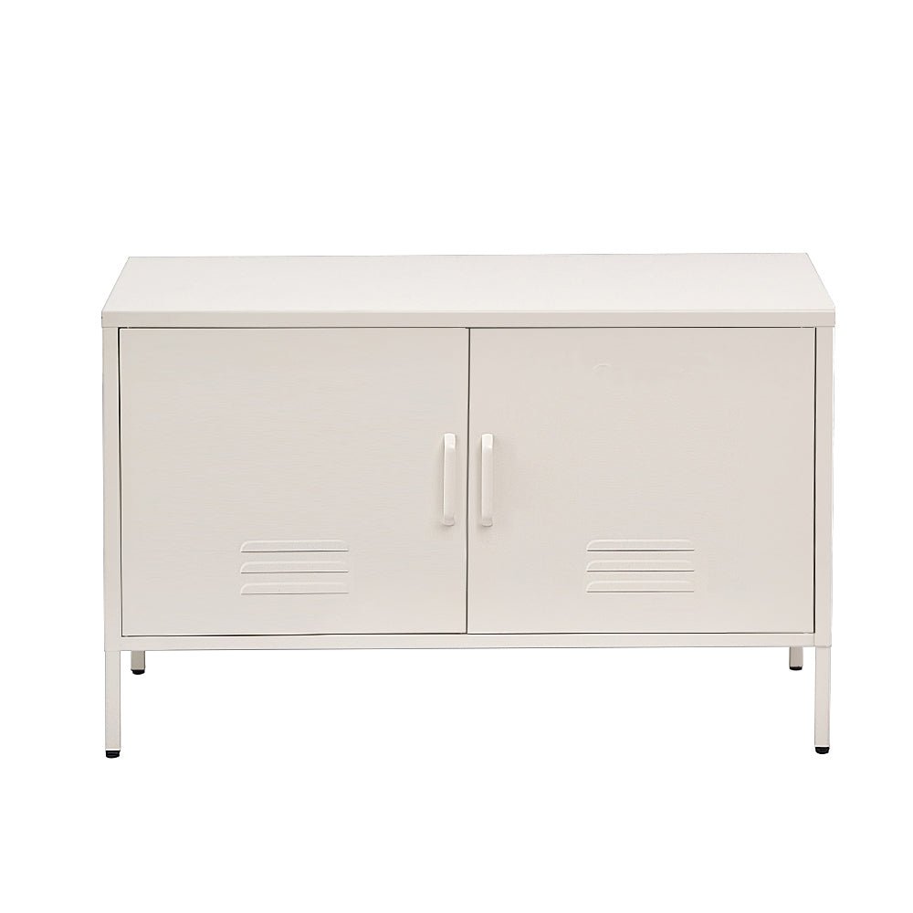 Metal Locker Style Buffet Sideboard Storage Cabinet - White - Furniture > Living Room - Rivercity House & Home Co. (ABN 18 642 972 209) - Affordable Modern Furniture Australia