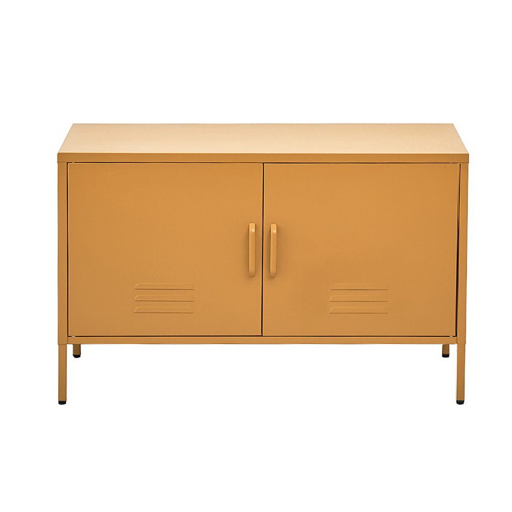 Metal Locker Style Buffet Sideboard Storage Cabinet - Yellow - Furniture > Living Room - Rivercity House & Home Co. (ABN 18 642 972 209) - Affordable Modern Furniture Australia