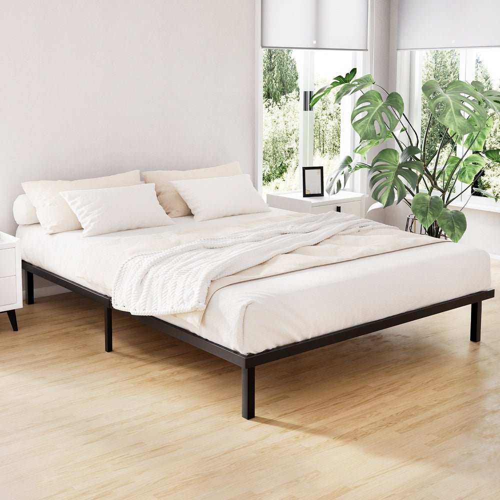 Metal Queen Bed Frame Black - Rivercity House & Home Co. (ABN 18 642 972 209) - Affordable Modern Furniture Australia