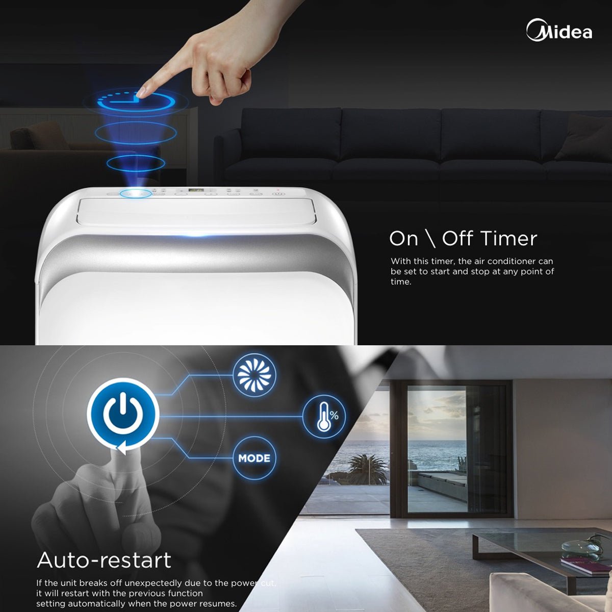Midea 4.0KW 3in1 Portable Air Conditioner Dehumidifier with Cooling Drying and Sleeping Mode - Appliances > Air Conditioners > Portable Air Conditioners - Rivercity House & Home Co. (ABN 18 642 972 209) - Affordable Modern Furniture Australia