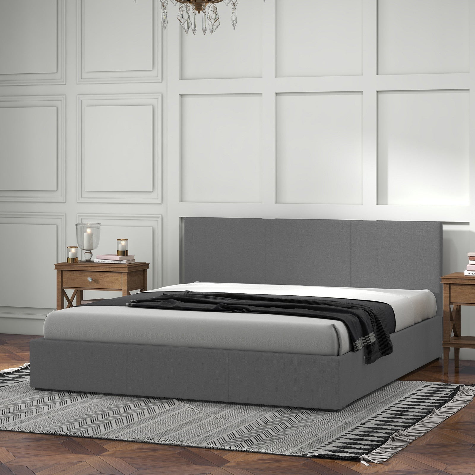 Milano Sienna Single Bed Frame with Headboard Model 2 - Grey No.28 - Rivercity House & Home Co. (ABN 18 642 972 209) - Affordable Modern Furniture Australia